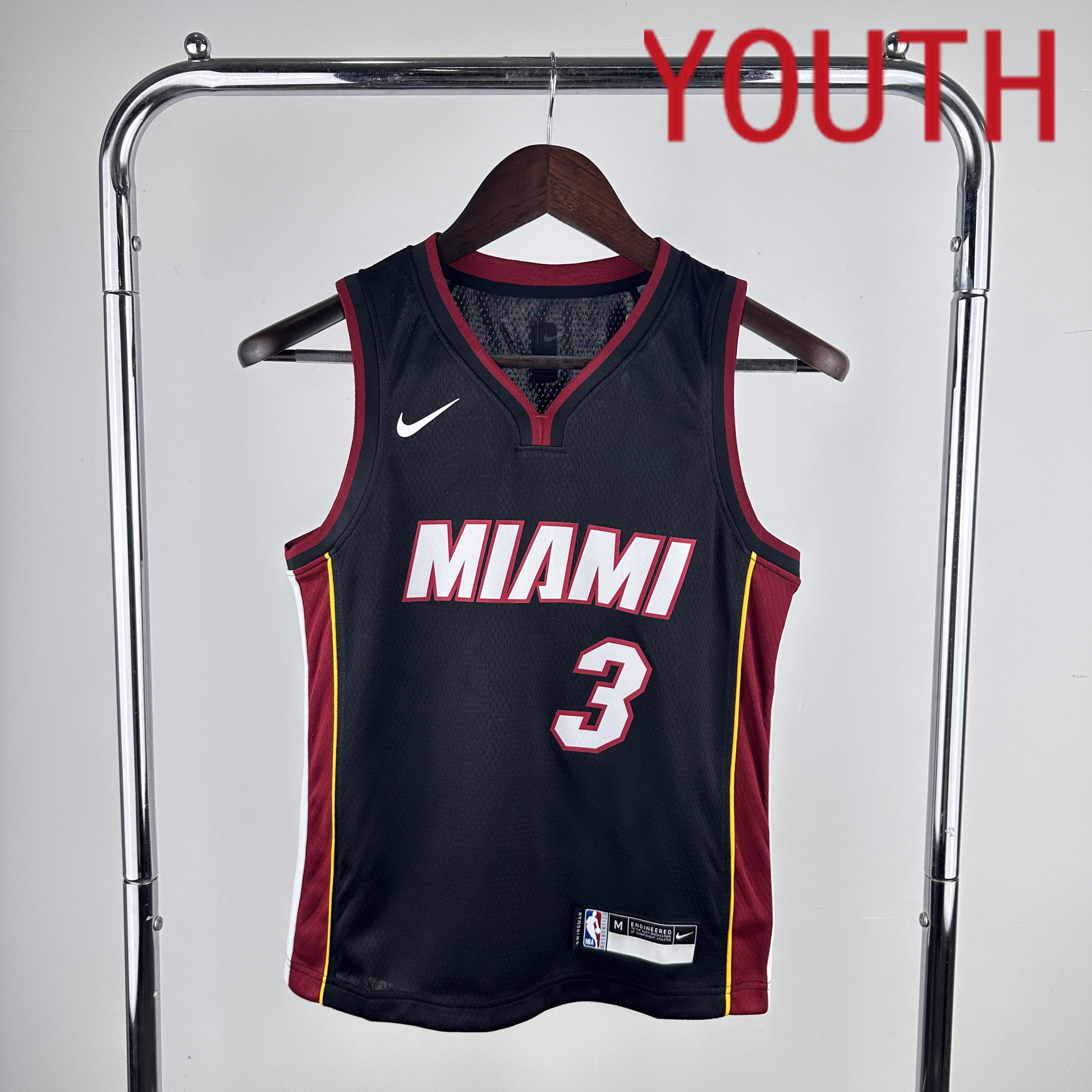 Youth Miami Heat #3 Wade Black Nike 2024 NBA Jersey->youth nba jersey->Youth Jersey